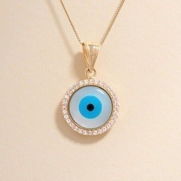 14k real Evil Eye Charm | Pendant for Good Luck & Protection | Birthday |