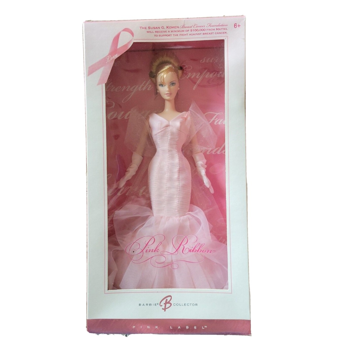 2006 Mattel Love Pink Label Barbie Collector Pink Ribbon Doll Susan G. Komen