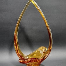 Vintage Chalet Art Glass Cross Handled Sculpture