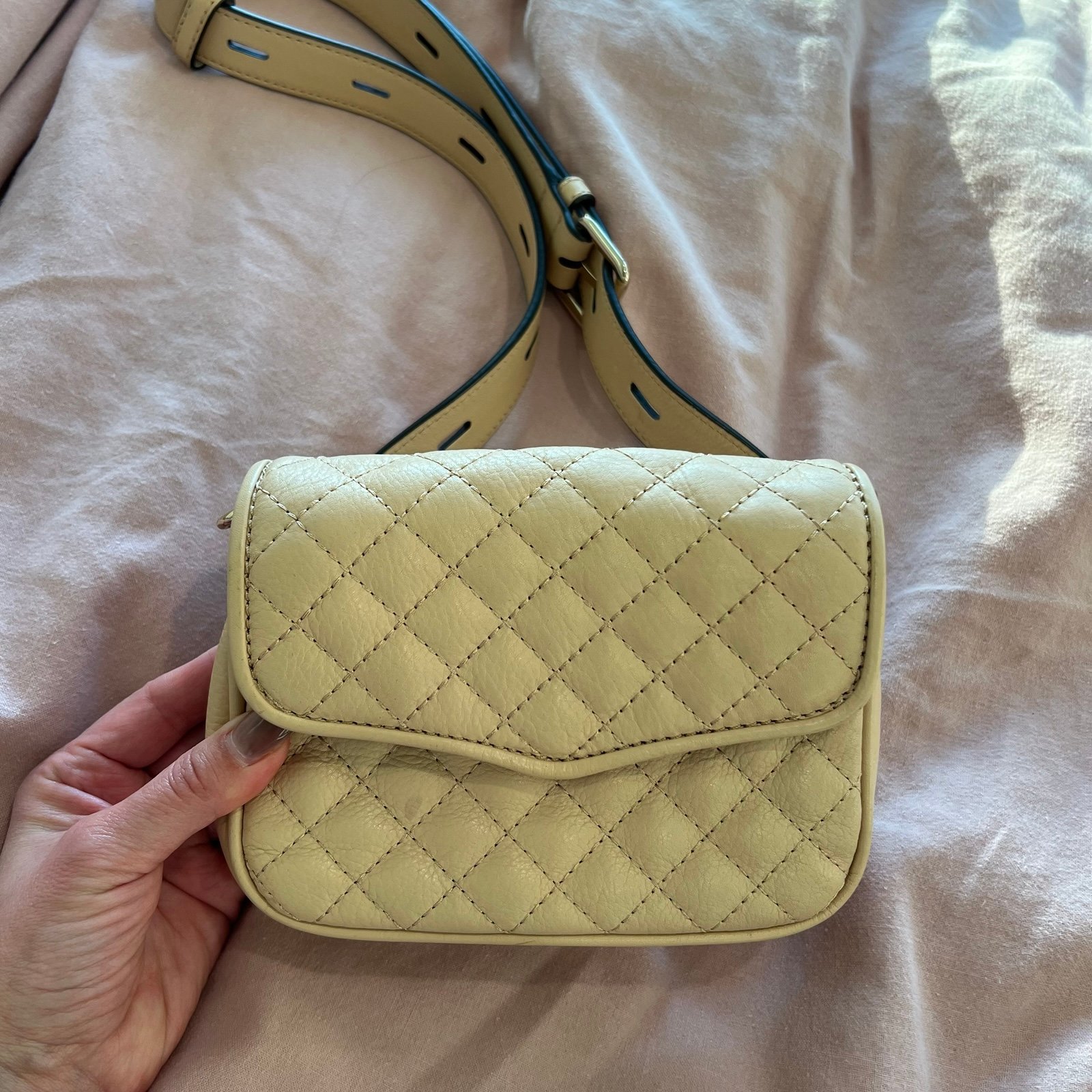 Rebecca Minkoff Beige Small Quilted Waist Belt Bag
