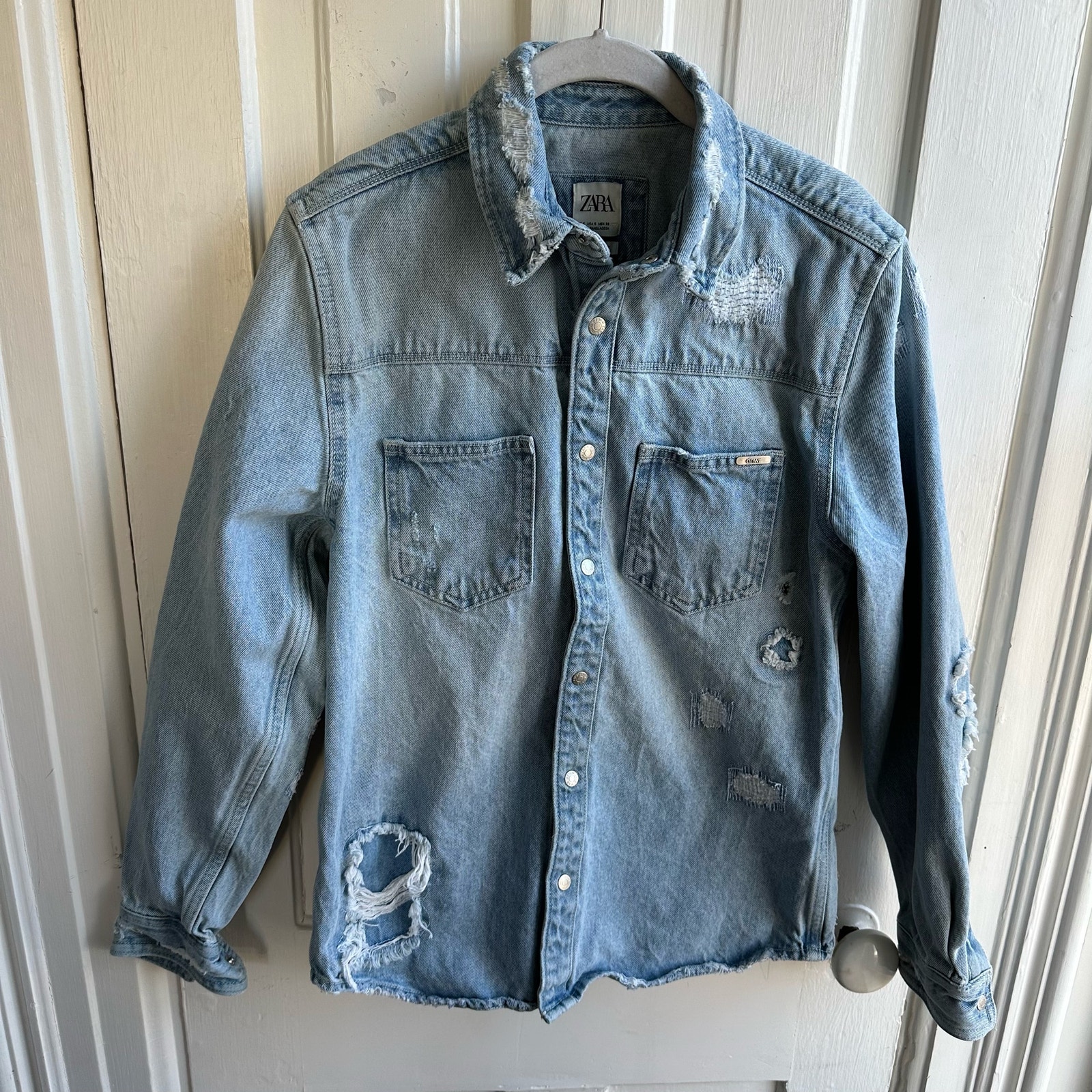 Zara Ripped Denim Overshirt