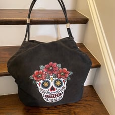 MOST WANTED “DAY OF DEAD” SUGAR SKULL DK GRAY SATCHEL