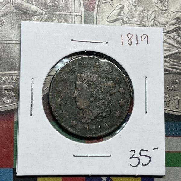 1819 Large Cent Copper Early America Coin Collection