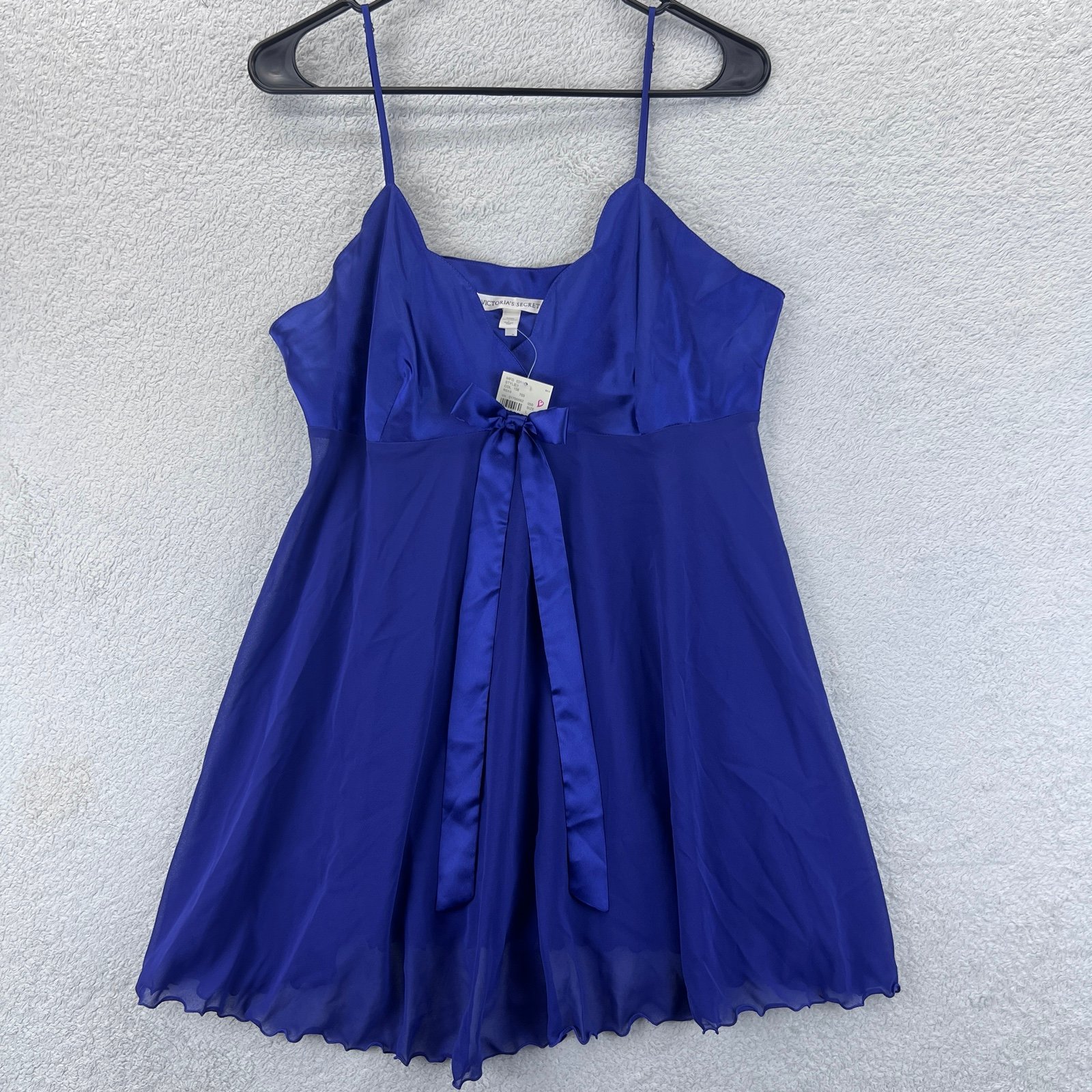 NWT Vtg Victoria's Secret Women's Satin Indigo Purple Sexy Slip Dress Size Large