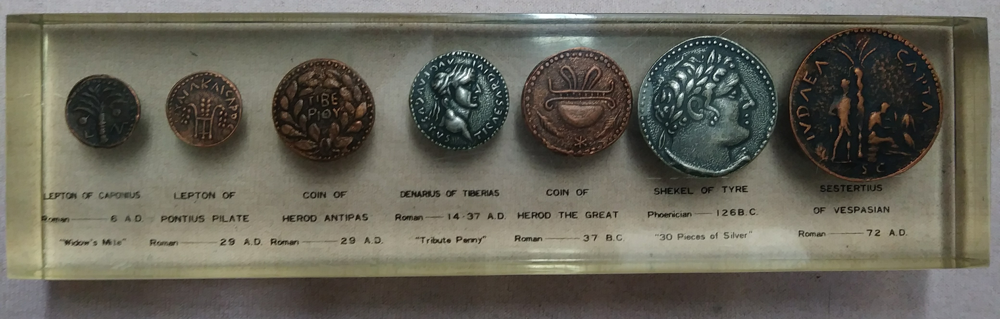 Antique Coins in Clear Acrylic Replicas