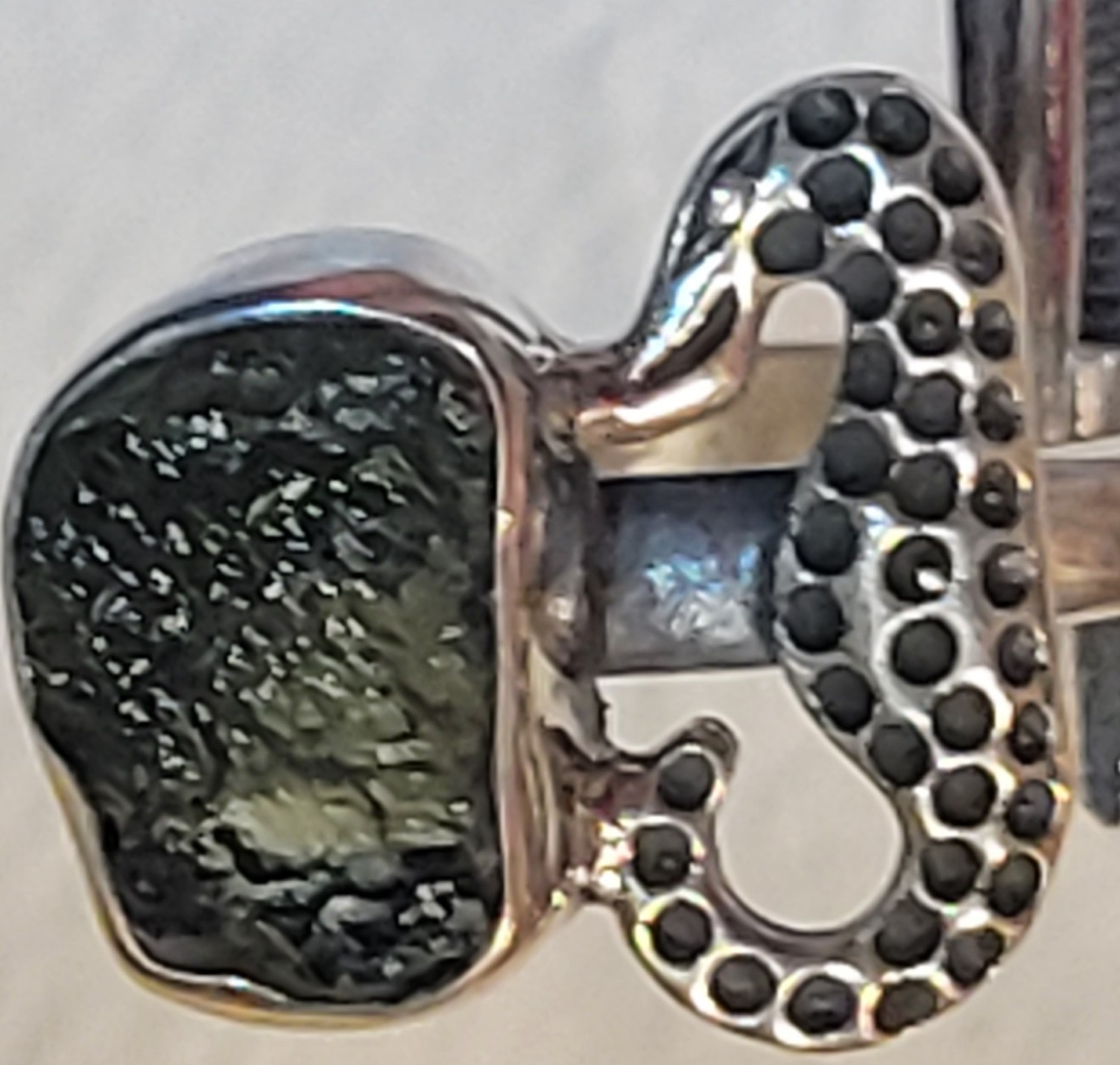 Czech Moldavite Seahorse Ring