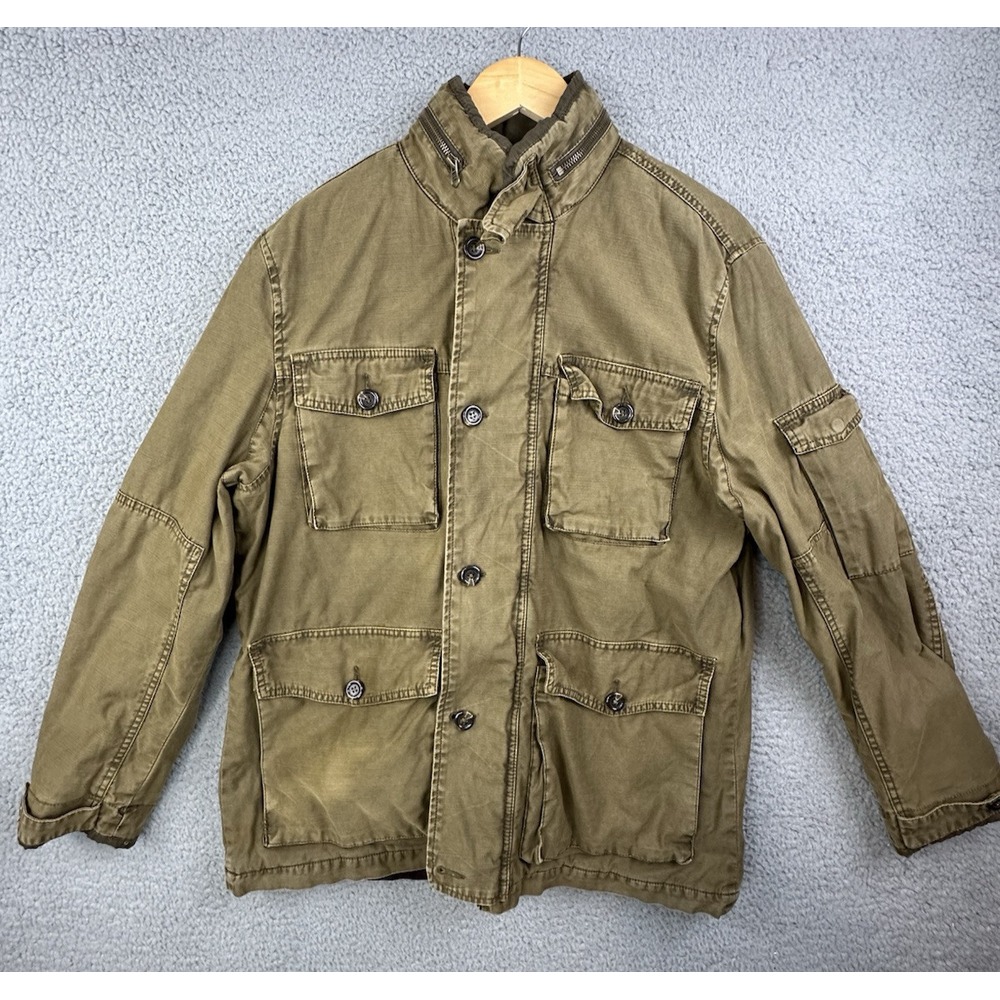 Johnston & Murphy Jacket Mens Large Brown Chore Barn Coat Full Zip Lined Hood