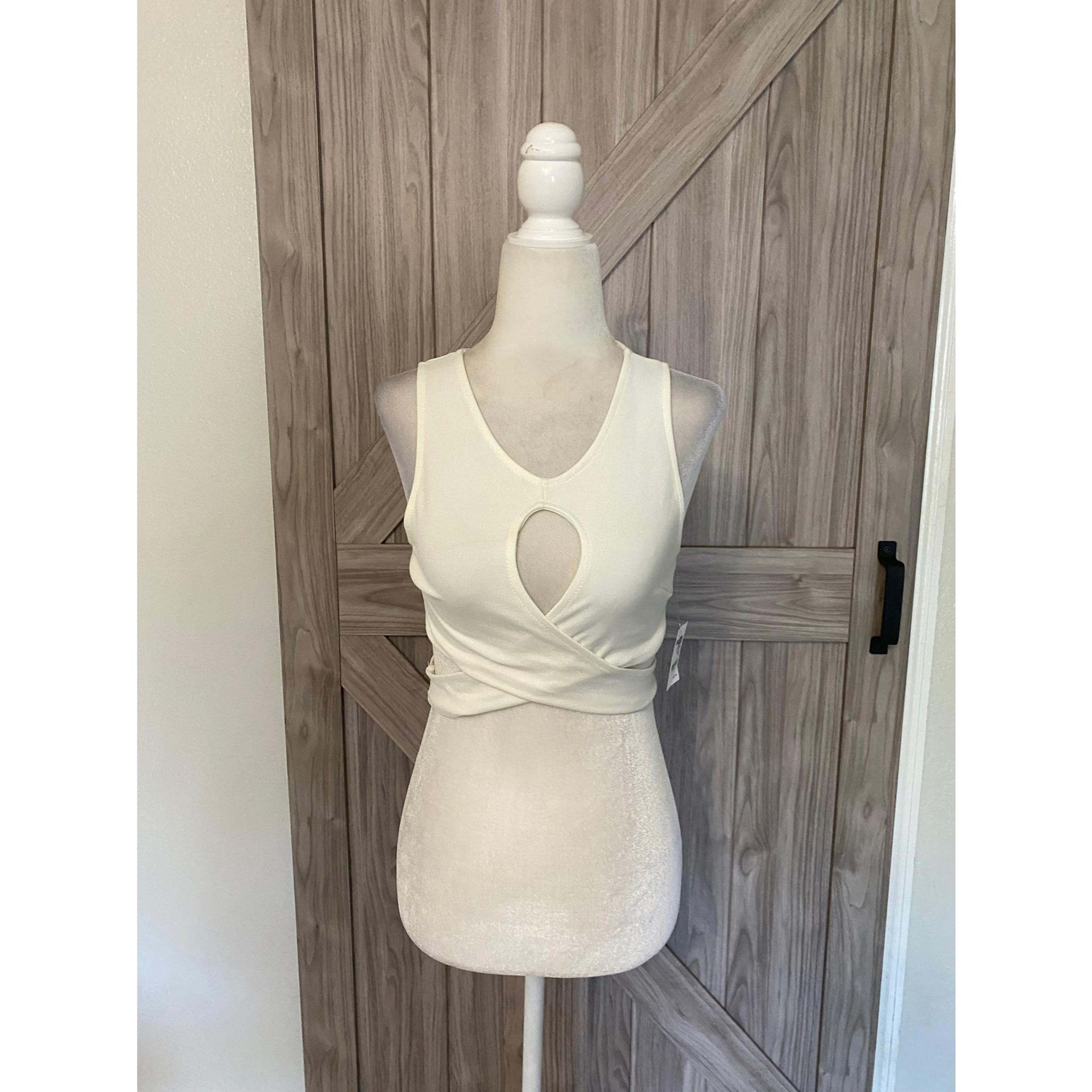 NWT Charlotte Russe, small cream wrap around top