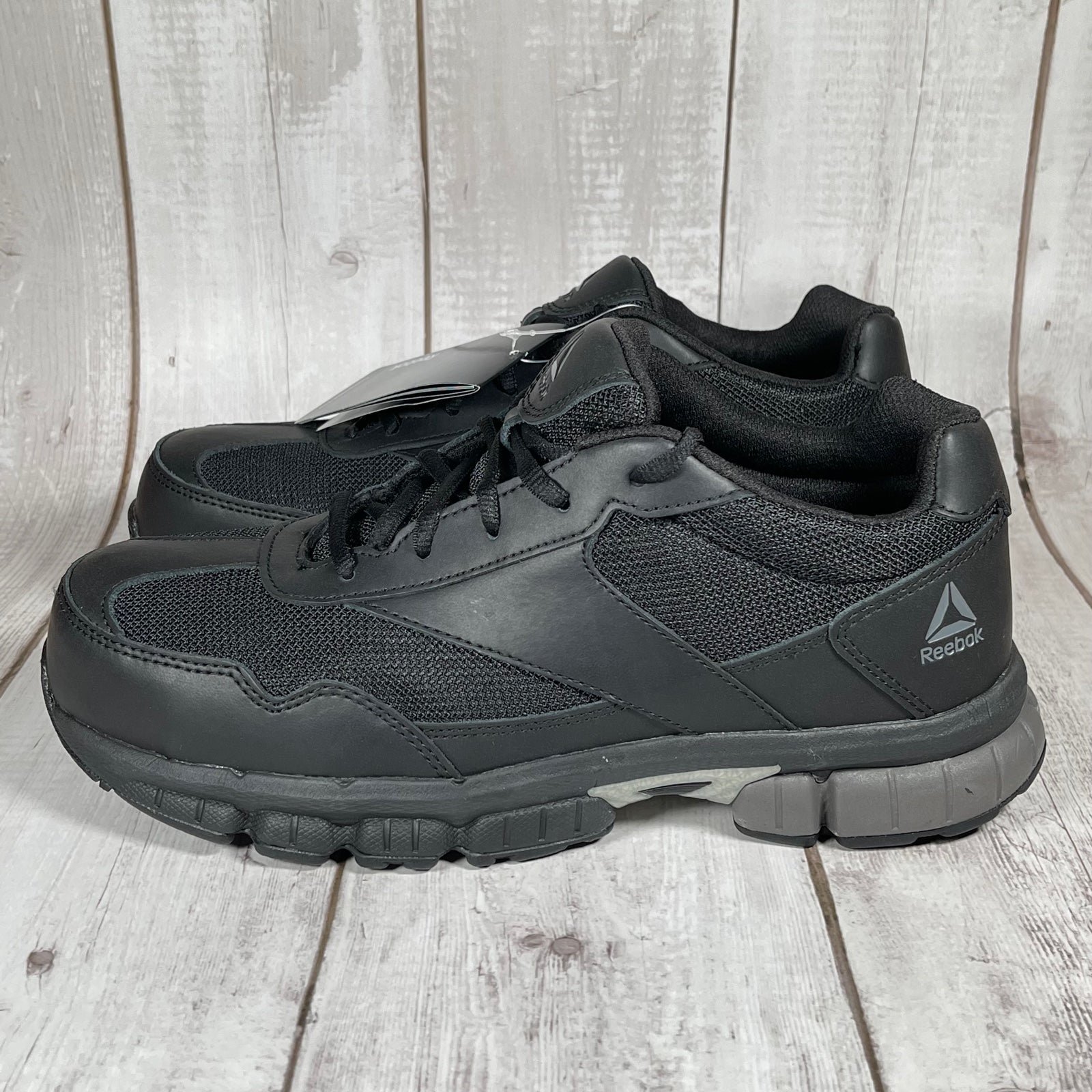 Reebok Mens Black Suede Mesh Athletic Oxford Ketia Composite Toe Size 9.5