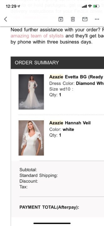 Azazlie Evetta Wedding dress new and unused original packaging and hannah veil
