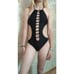 Cut Out Black Backless Monokini Size M