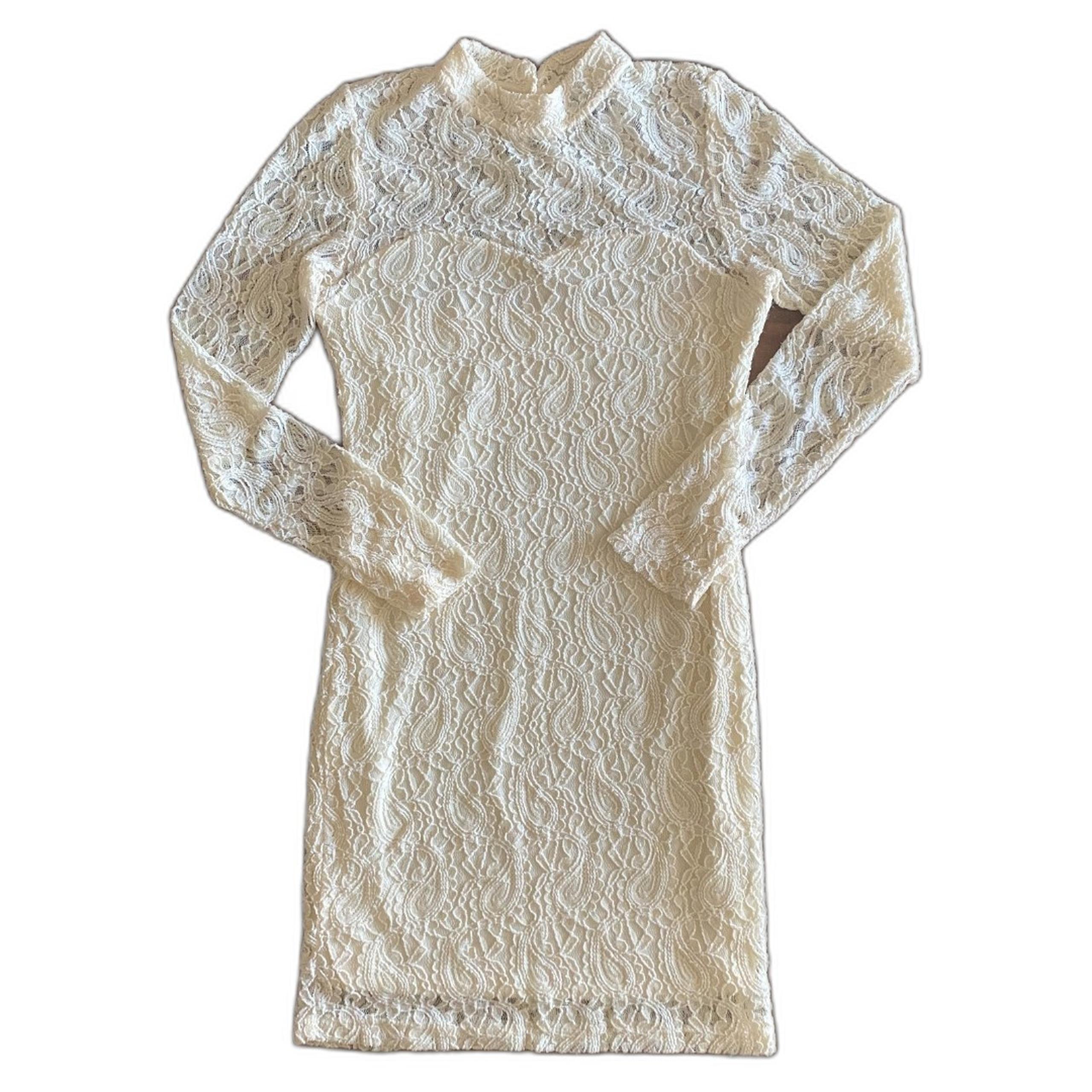 Ivory Lace Long Sleeve Dress Women’s 8 - TopShop