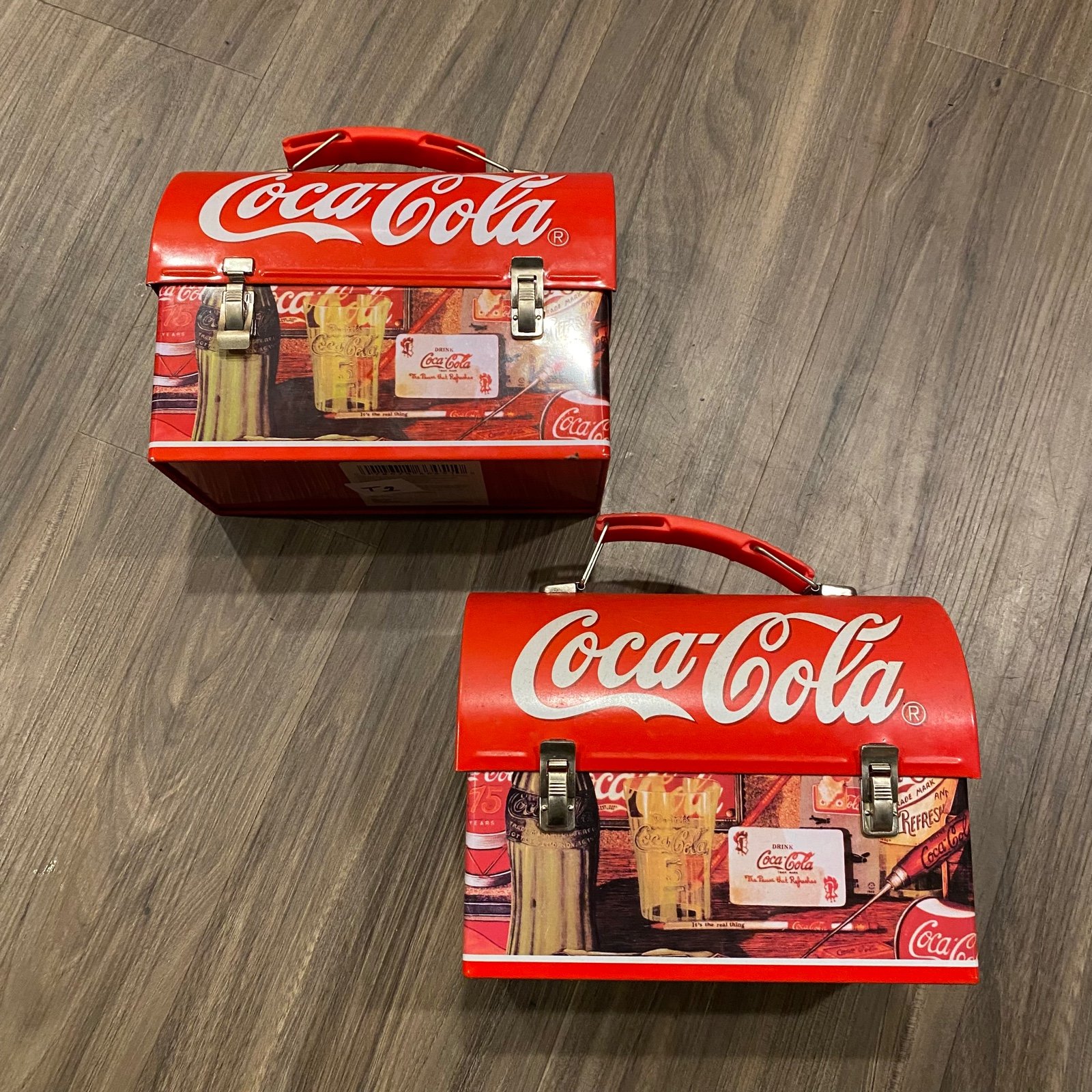 Vintage 2PACK Coca-Cola Coke Carry All Tin - Bottles (T1) Sizes: 7in x 4in x 6in