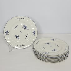 Set of 8 Villeroy & Boch Vieux Luxembourg Ceramic 8 Salad Plates Blue Floral