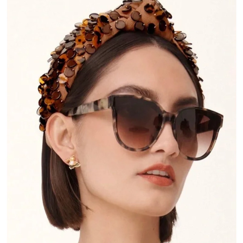 Lele Sadoughi Brooklyn Tortoise Sunglasses Brown Black NWT