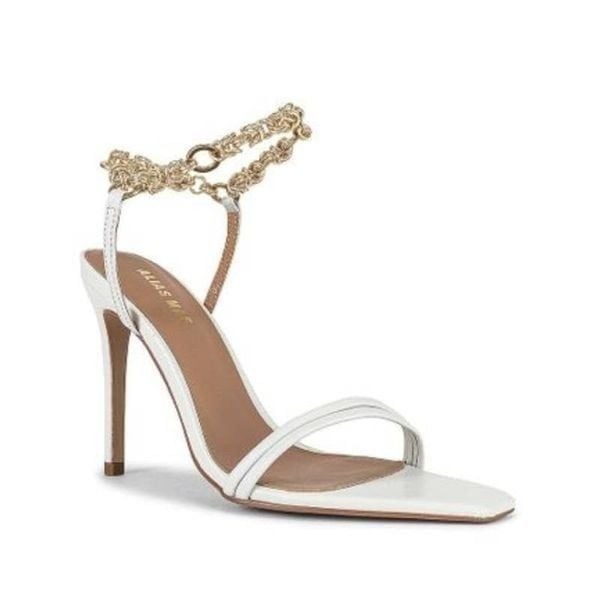 Alias Mae Ankle Chain Strap Heels in Ivory White SZ 37
