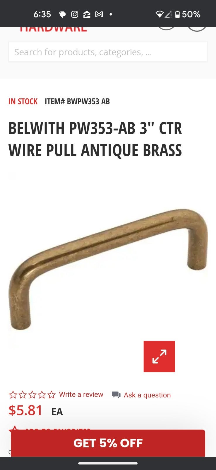 30 Brass Cabinet handles