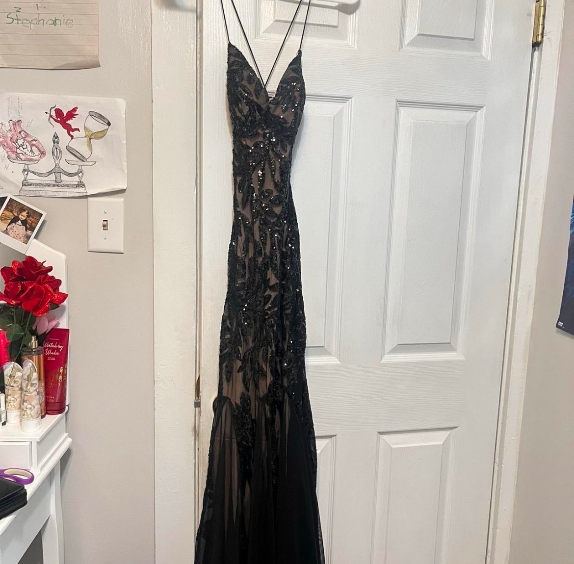 Black and Nude prom dress