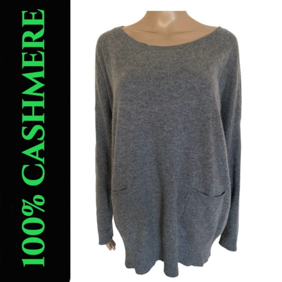 Oats 100% Cashmere High End Women’s Size M Light Grey Long Sleeve Soft Sweater