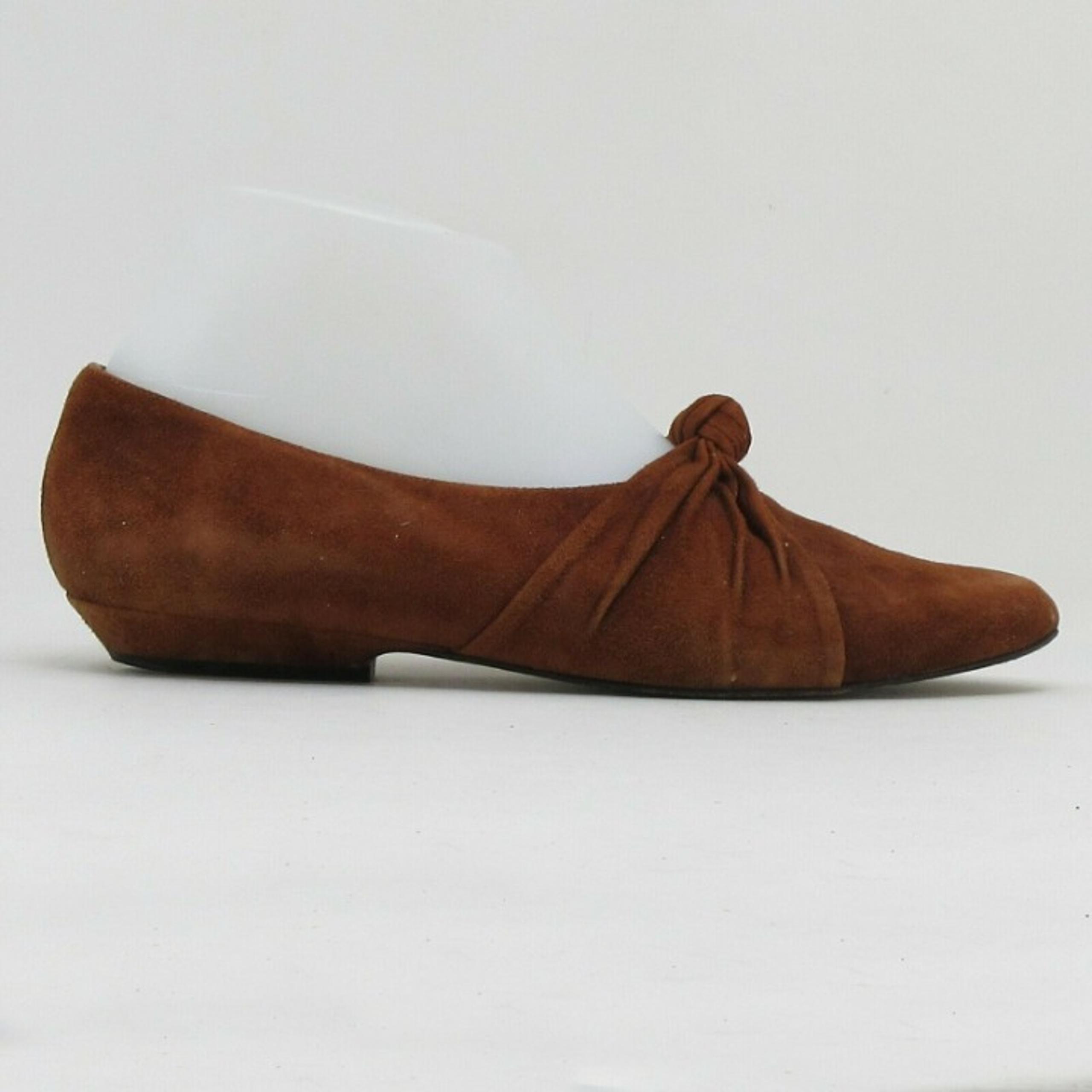 Vtg Sesto Meucci Womens Brown Suede Slip On Shoes Kitten Heel Knotted Size 7.5 M