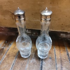 Antique silver plated tall salt and pepper shakers