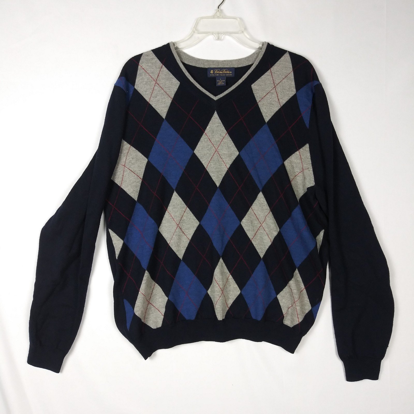 Vintage Mens Brooks Brothers Country Club 100% Merino Wool Cable Knit Sweater L