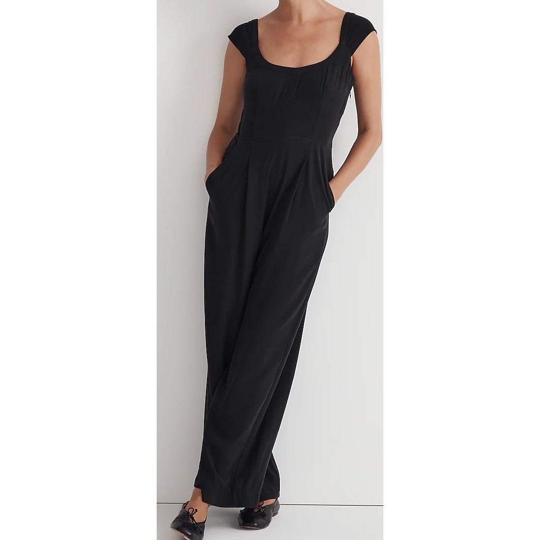 Madewell Petite Cap-Sleeve Crop Wide-Leg Jumpsuit Size 00P NWT