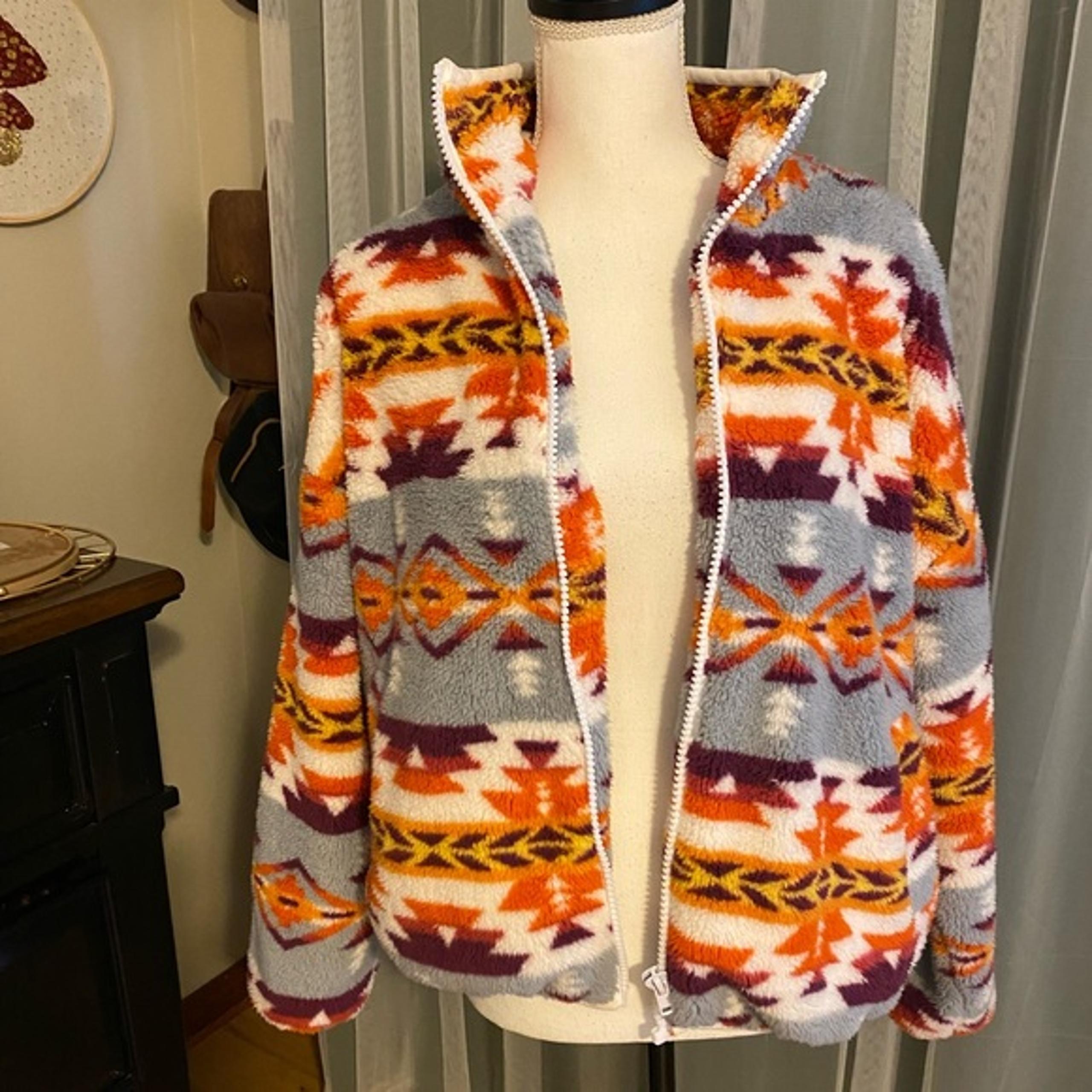 Forever 21 multicolor tribal aztec fleece jacket