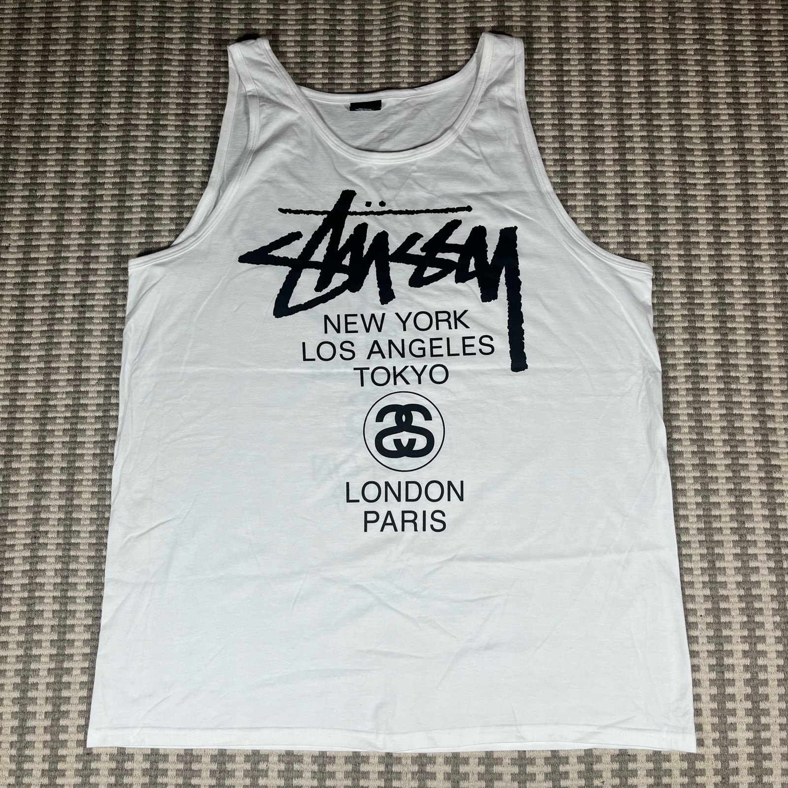 Stussy Worldwide Tour White Tank Top Men’s Sz 2XL NEW NWOT %100 Authentic