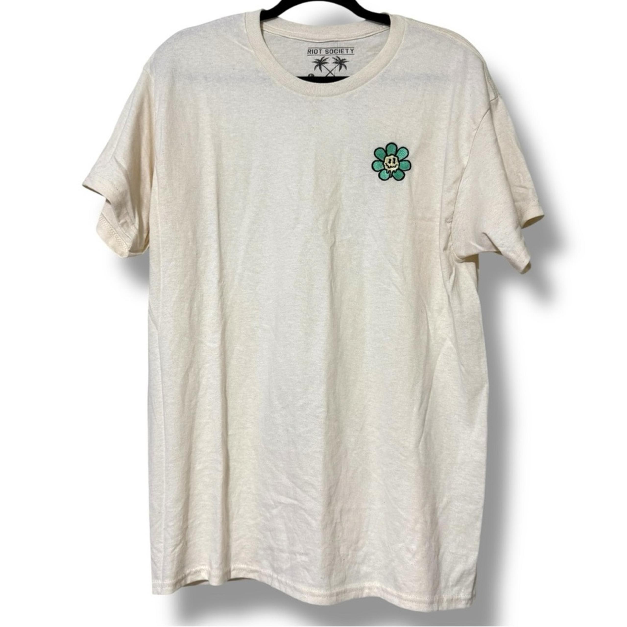 PACSUN Riot Society size large cream colored embroidered melting flower design