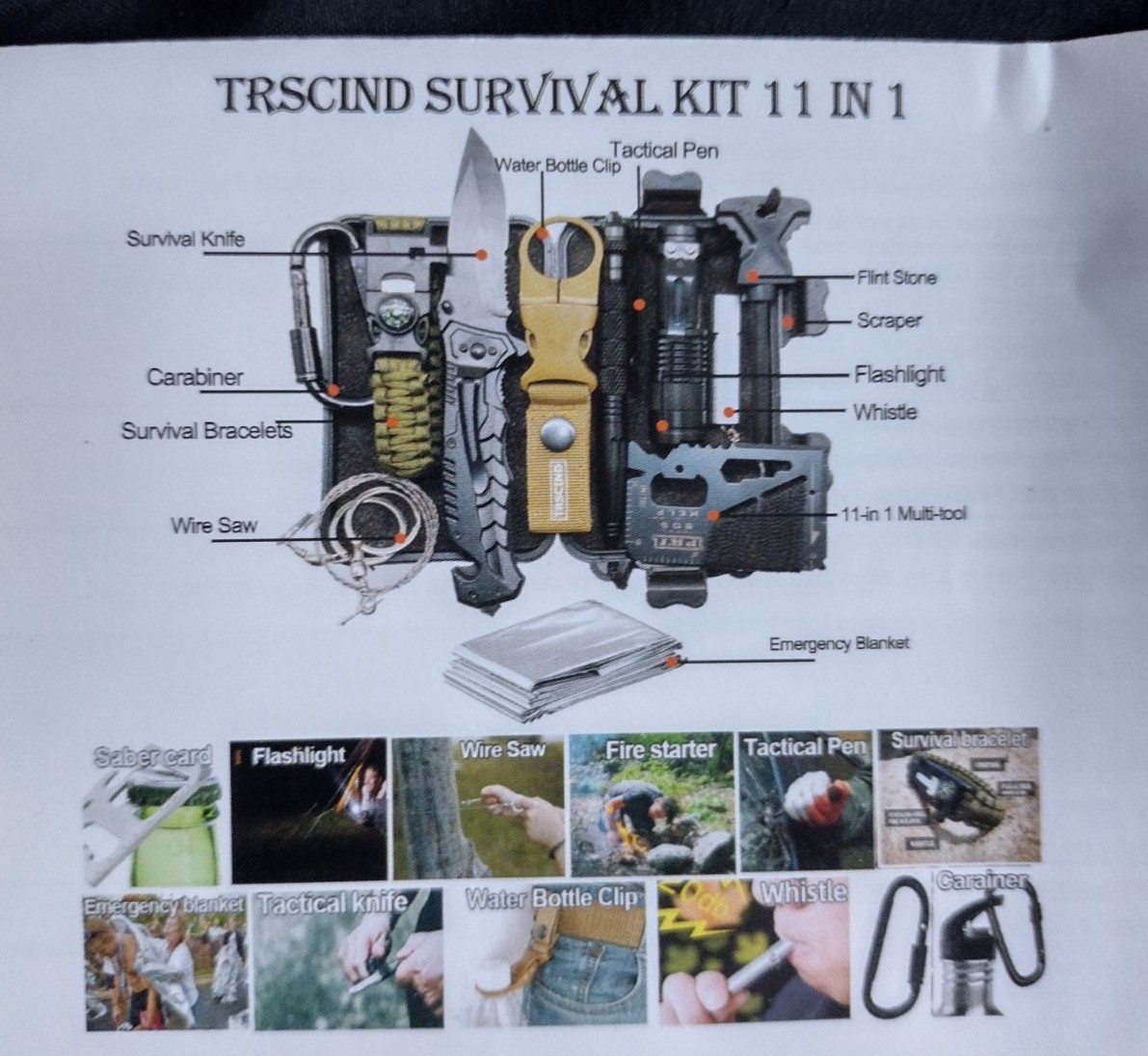 Trscind 11 in 1 Survival Kit