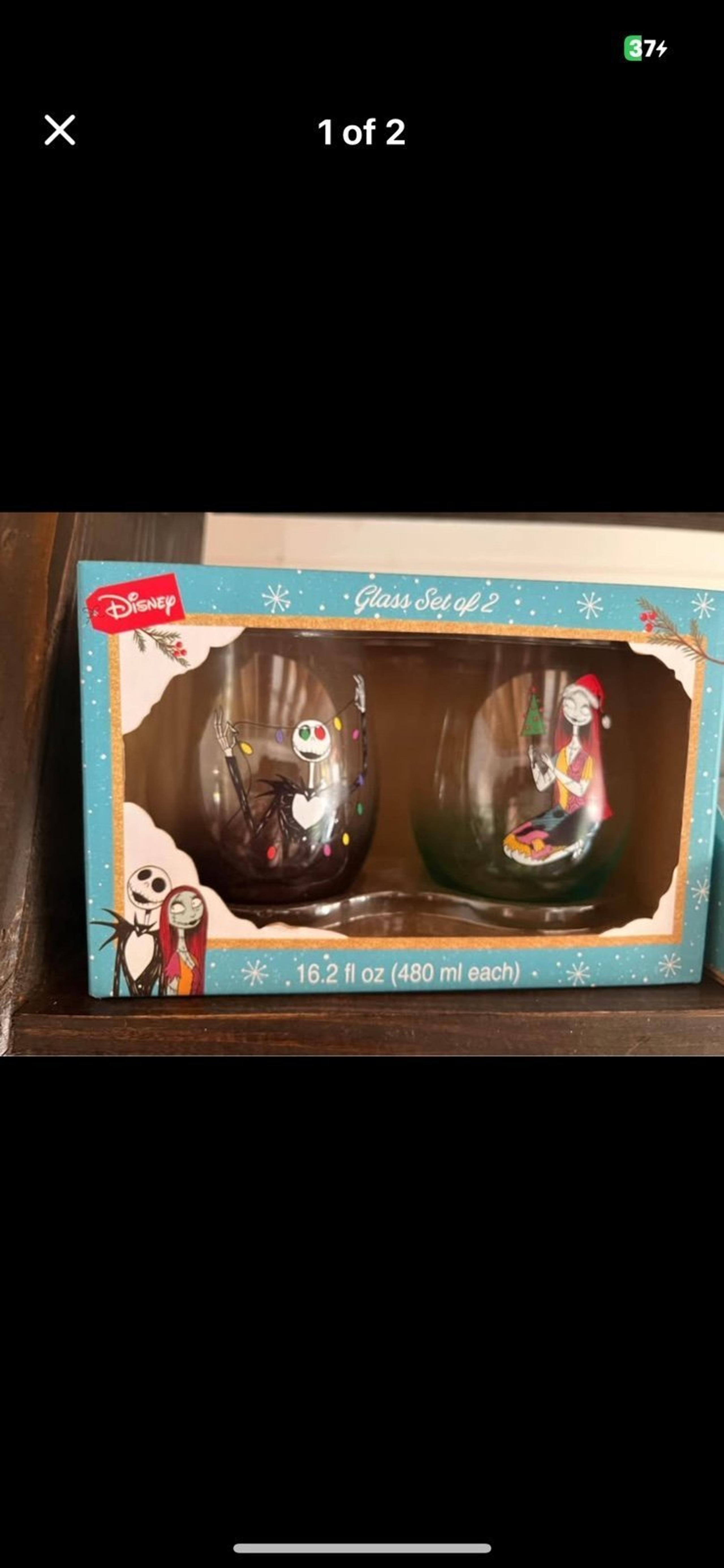 Disney set of 2 Jack Skellington & Sally drinking glasses /nightmare b Christmas