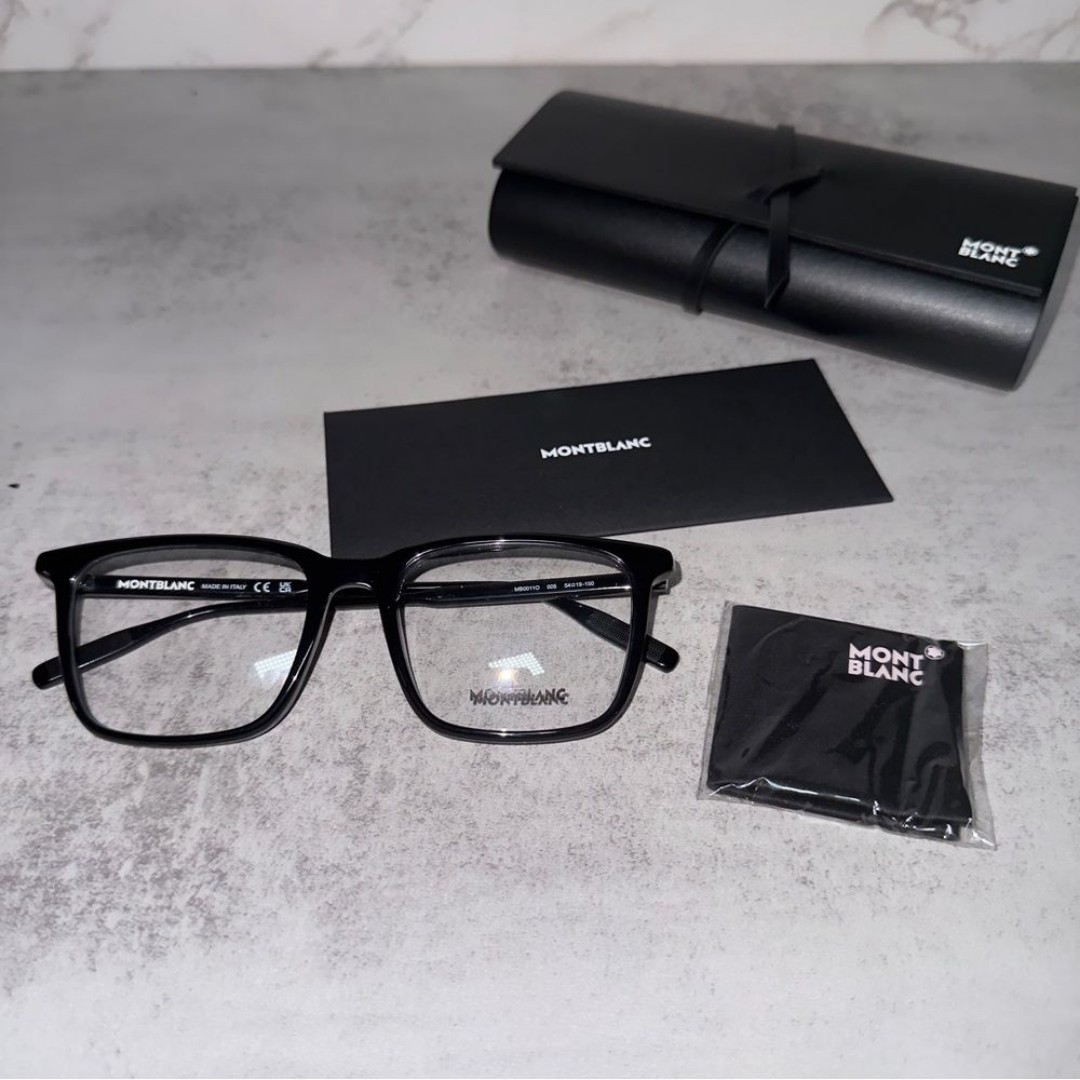 Montblanc Rectangular Eyeglasses MB0011O 005 Black 54mm 0011