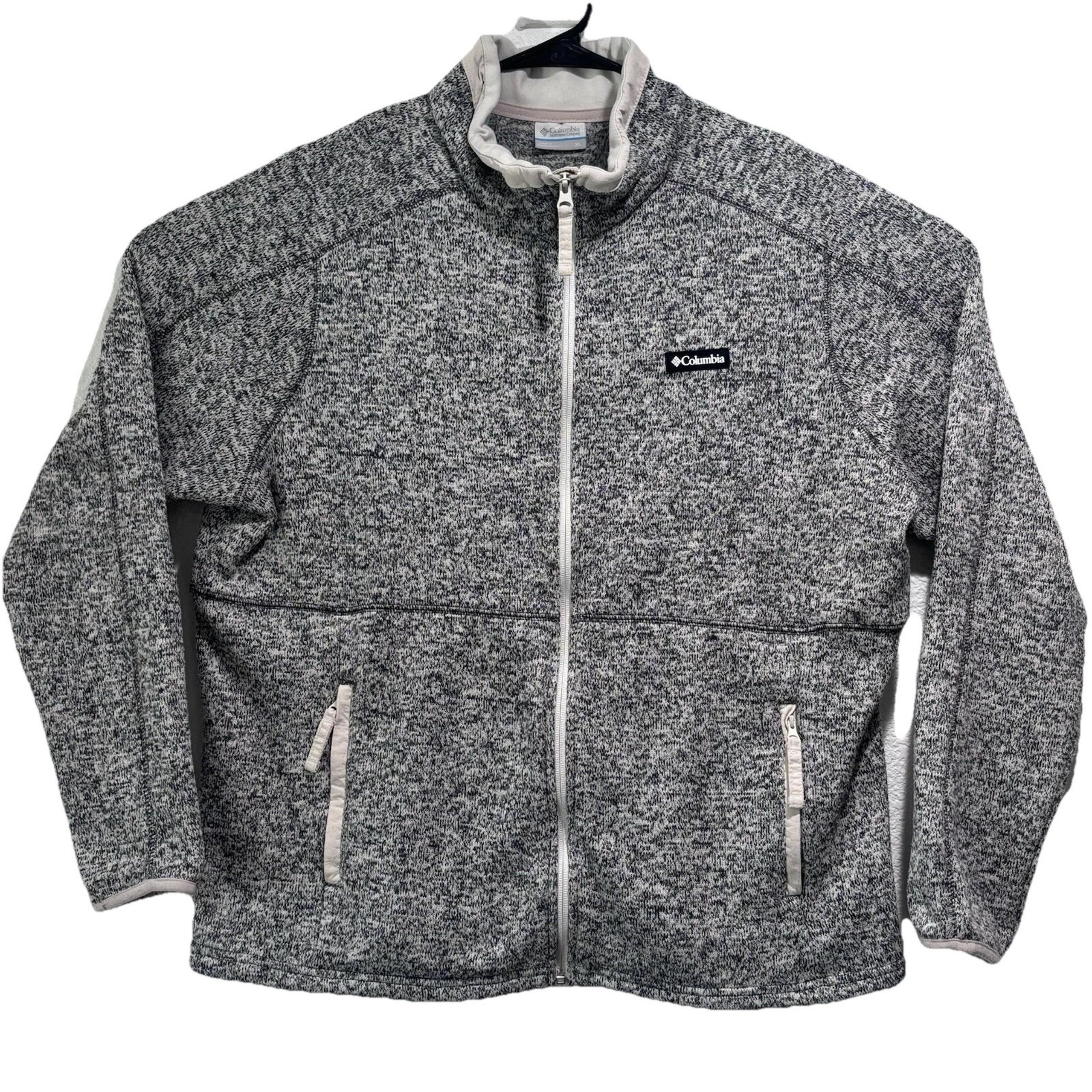 Columbia Sweater Jacket Men XL Heather Gray Fleece Full Zip Mock Outdoor Pockets