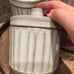 Hearth & Hand Reactive Glaze Stoneware Bathroom Canisters & Soap Dish .