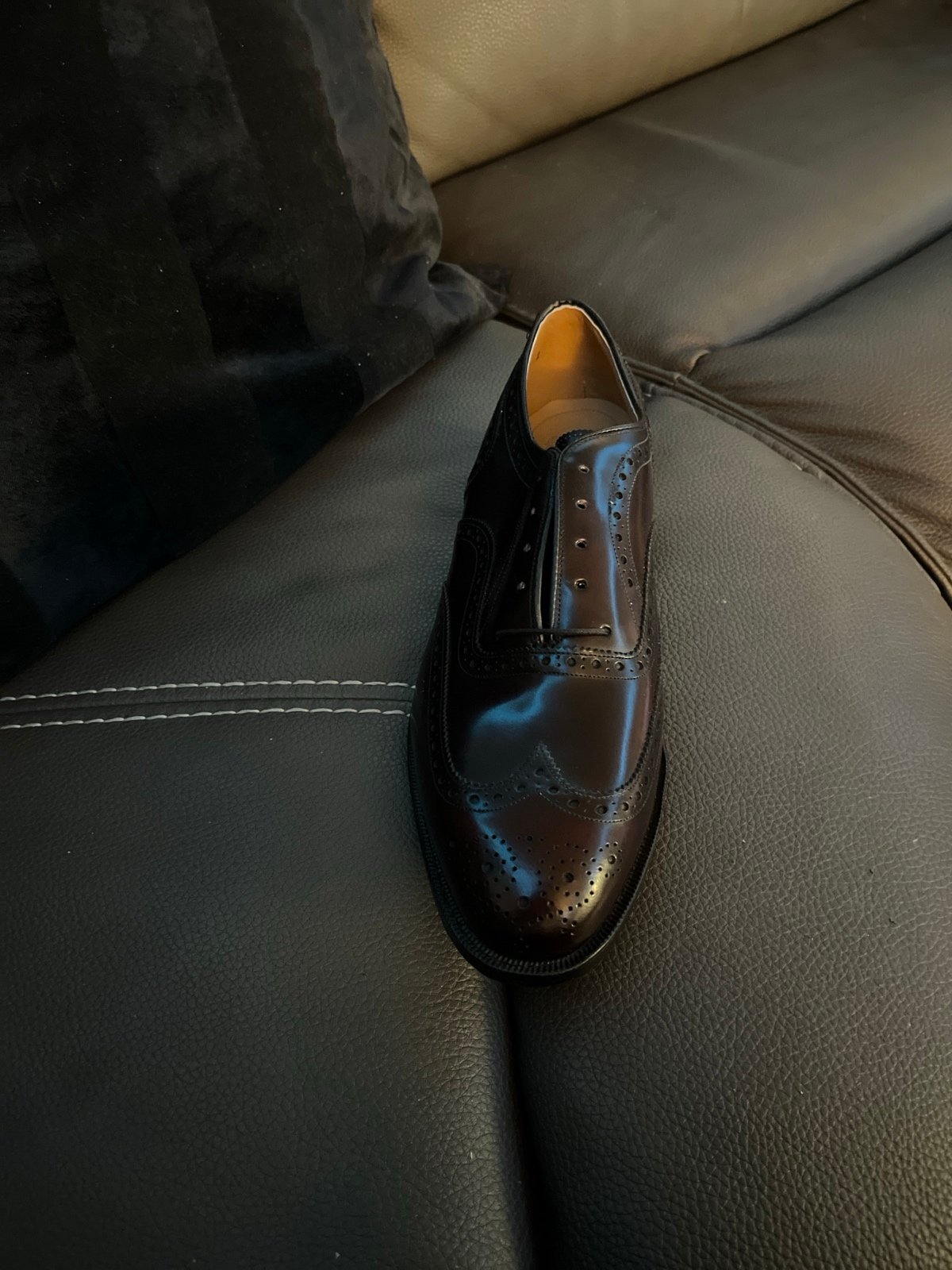 New Johnston and Murphy wing tip style black dress shoes