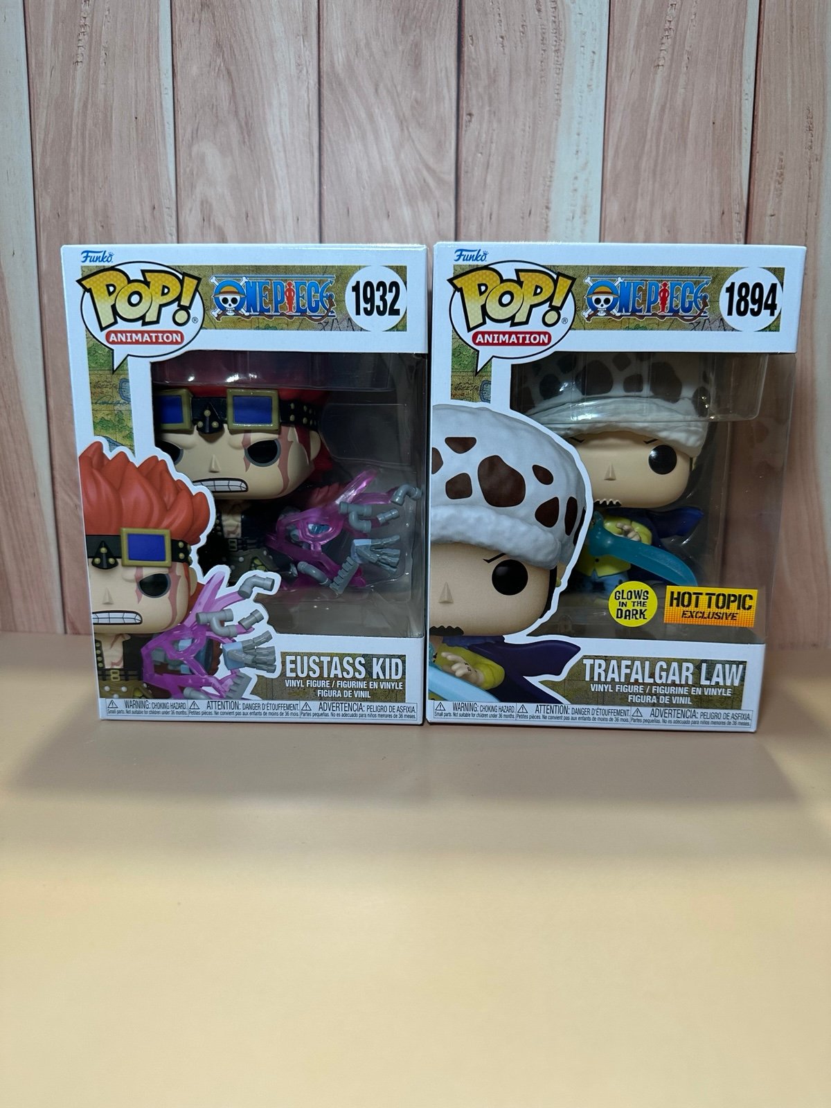 Funko Pop! One Piece Trafalgar Law #1894 (GITD) & Eustass Kid #1932 Set