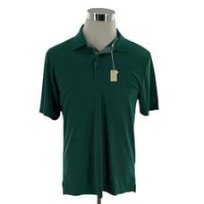 Adidas Golf Polo Shirt Mens Size Medium Outdoor Button Closure Striped Green Top