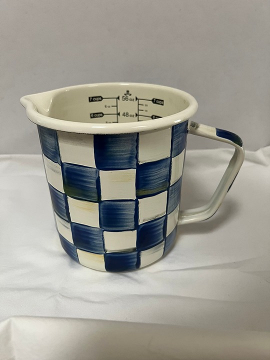 Mackenzie Childs Royal Check Enamel 7 Cup Measuring Cup