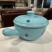 Vintage Cronin Blue Tulip Bean Crock Sauce Pot with Handle and Lid