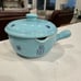 Vintage Cronin Blue Tulip Bean Crock Sauce Pot with Handle and Lid