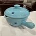 Vintage Cronin Blue Tulip Bean Crock Sauce Pot with Handle and Lid