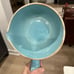 Vintage Cronin Blue Tulip Bean Crock Sauce Pot with Handle and Lid