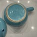 Vintage Cronin Blue Tulip Bean Crock Sauce Pot with Handle and Lid