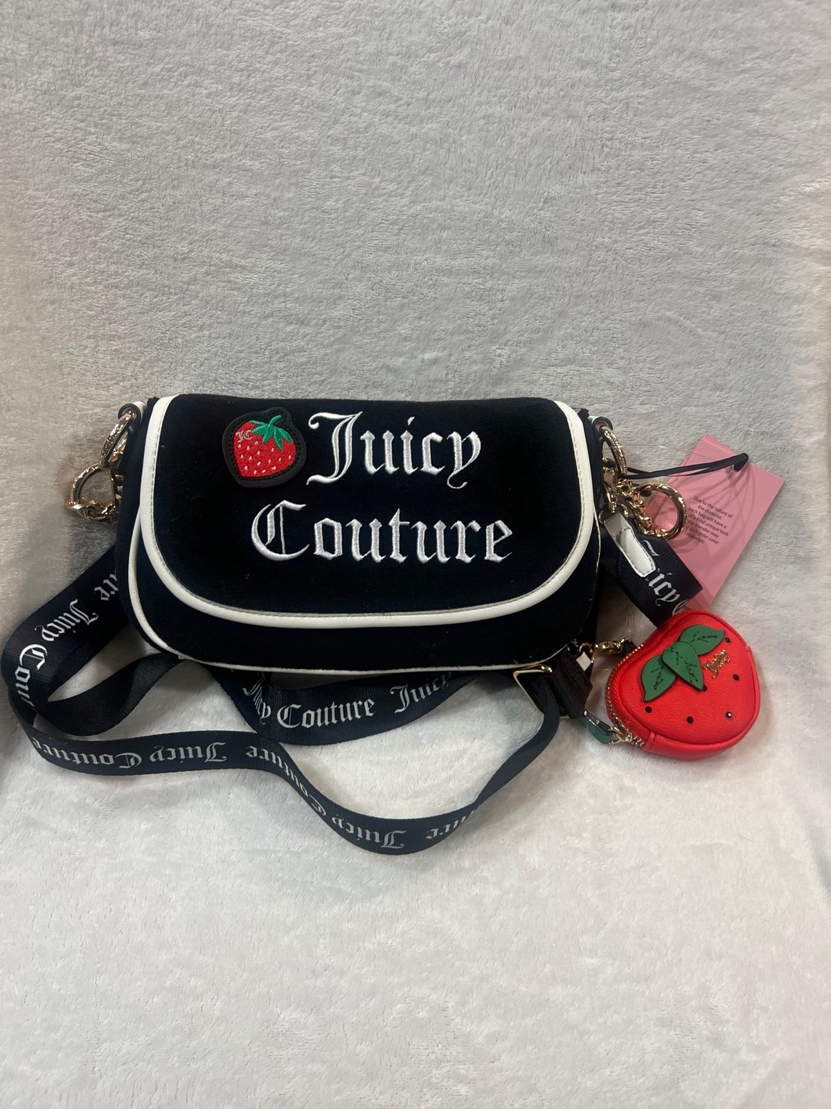 Juicy couture strawberry flap shoulder bag or crossbody detachable thick strap