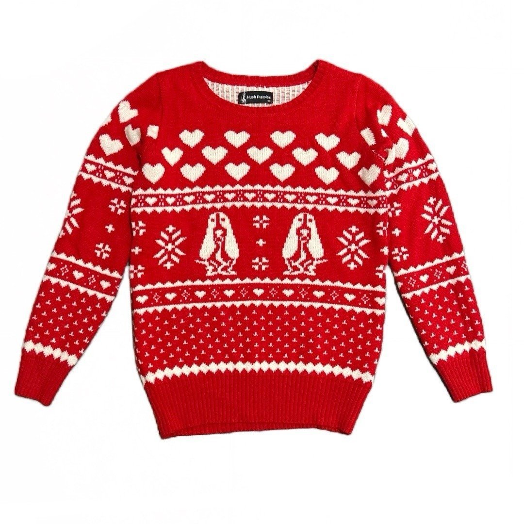 Hush Puppies Women's Ugly Christmas Sweater Red & White Size 44 (Fits US Small)