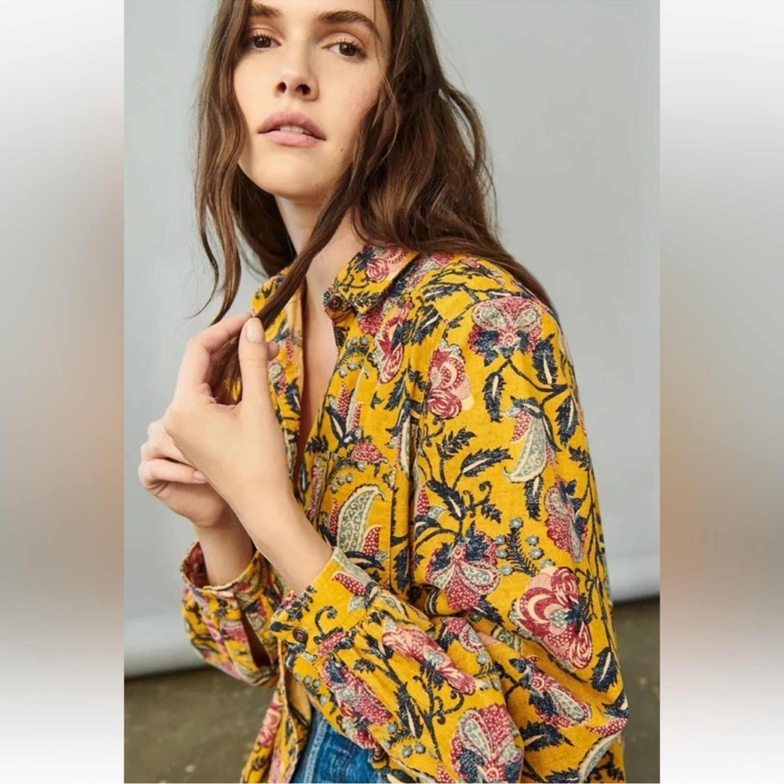 Anthropologie Pilcro Sigourney Corduroy Button Down Size Small
