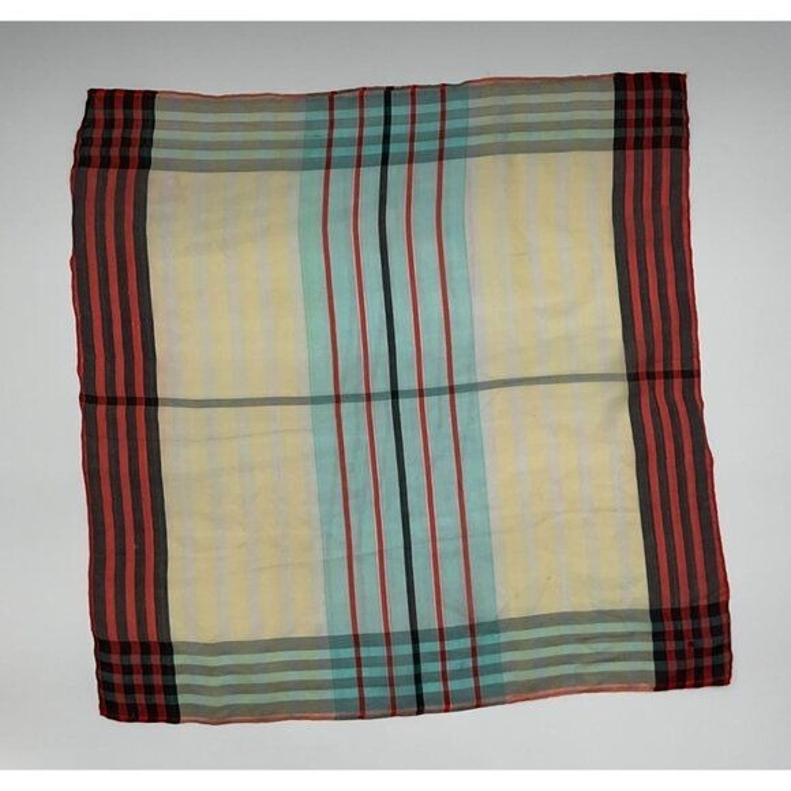 Vintage Unbranded Multicolor Striped Semi Sheer Square Scarf/Handkerchief 17"