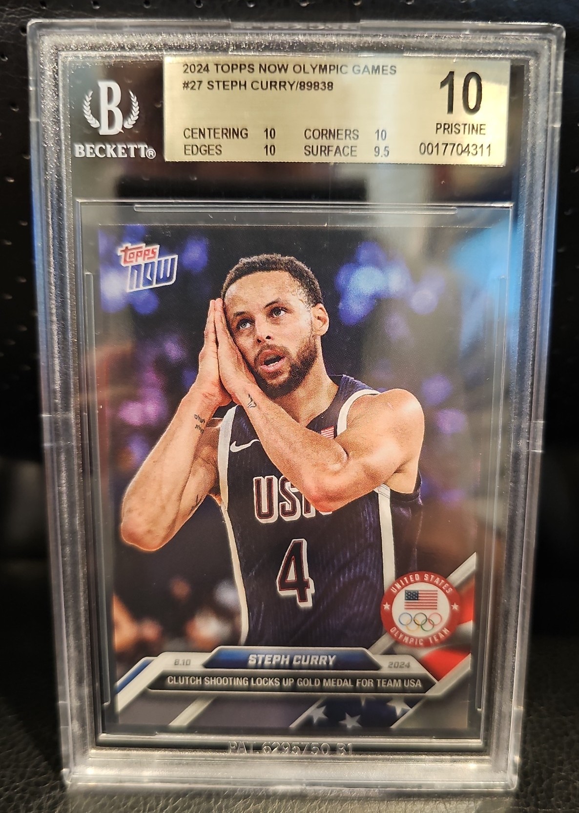 2024 Topps Now Olympic Steph Curry Night night, bgs 10 Prestine