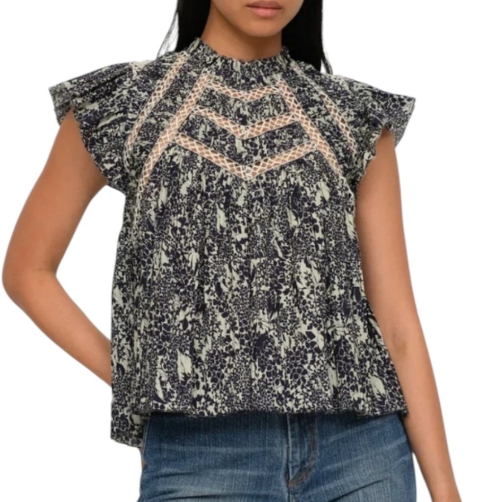 Sea New York Floral Flutter Sleeve Blouse